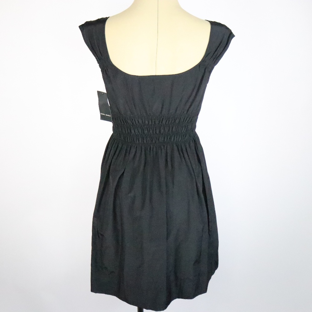 NWT Zara Basic Black V-Neck Dress - XS - Q08 - Picture 3 of 6